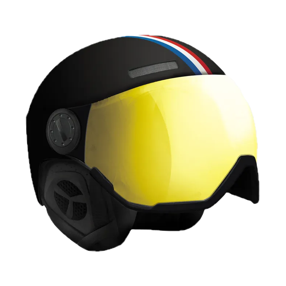 Casque French Racing noir, visière photochromique dorée