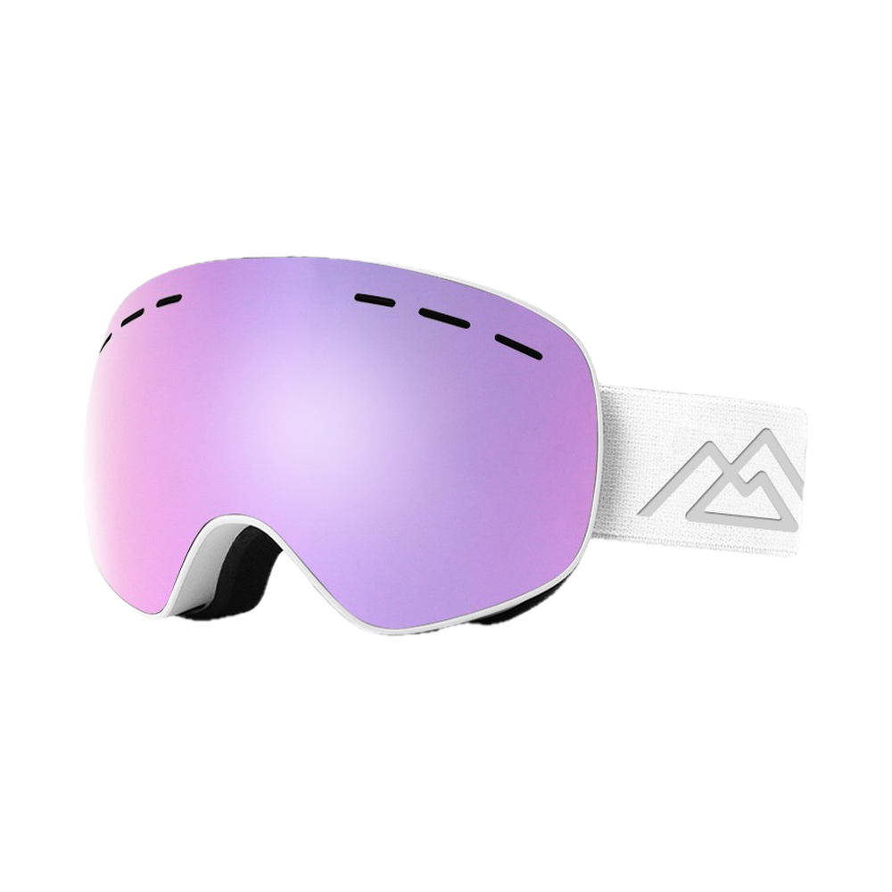 Masque de ski enfant PROSURF photochromique, monture et sangle blanches, écran rose