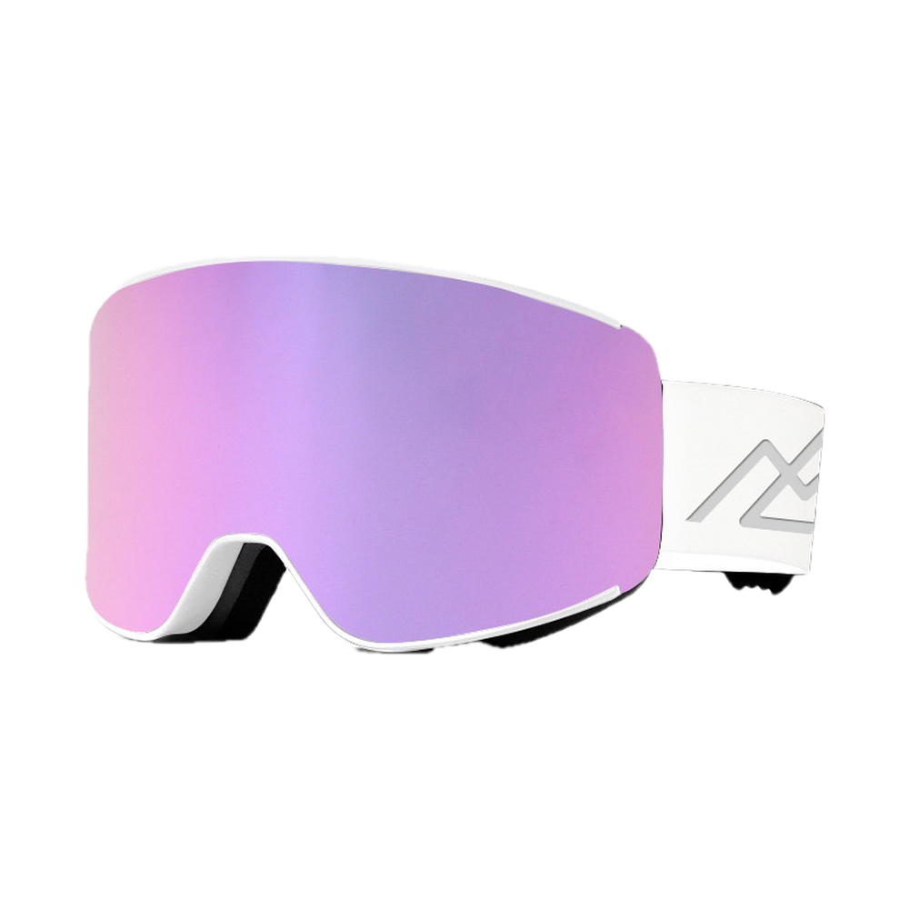 Masque de ski PROSURF Magnet photochromique, monture et sangle blanches, écran rose